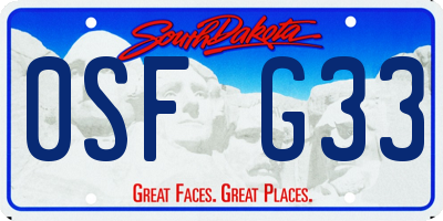 SD license plate 0SFG33