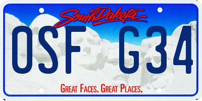 SD license plate 0SFG34