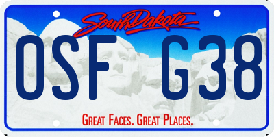 SD license plate 0SFG38