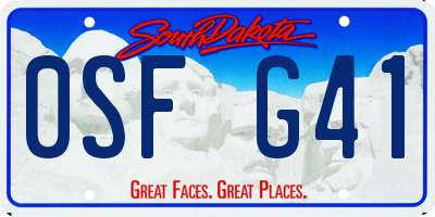 SD license plate 0SFG41
