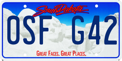 SD license plate 0SFG42