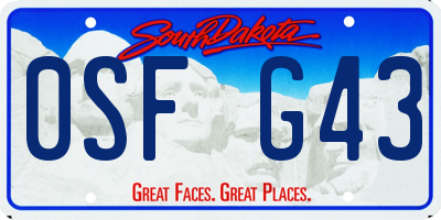SD license plate 0SFG43