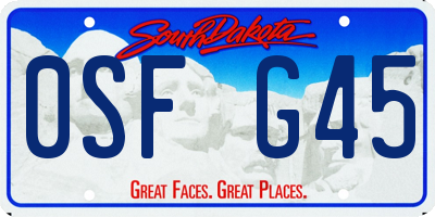 SD license plate 0SFG45