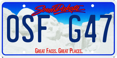 SD license plate 0SFG47