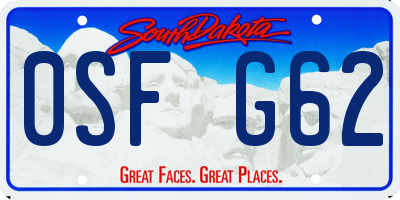 SD license plate 0SFG62