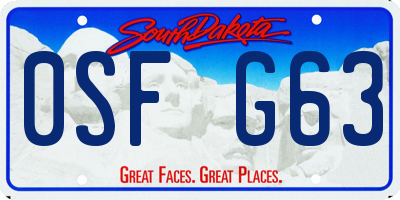 SD license plate 0SFG63