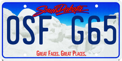 SD license plate 0SFG65