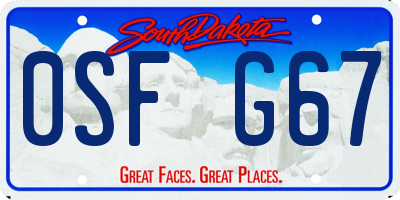 SD license plate 0SFG67