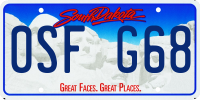 SD license plate 0SFG68