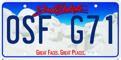 SD license plate 0SFG71