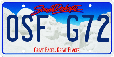 SD license plate 0SFG72