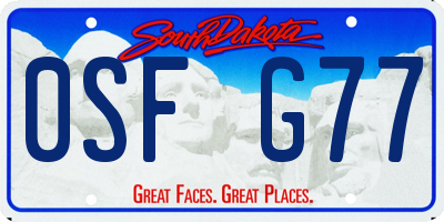 SD license plate 0SFG77