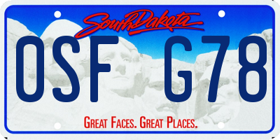 SD license plate 0SFG78