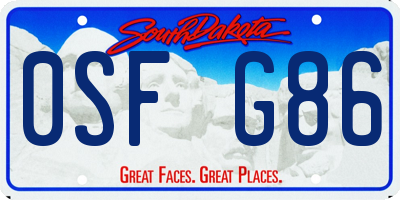 SD license plate 0SFG86