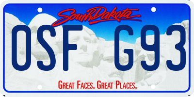 SD license plate 0SFG93