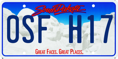 SD license plate 0SFH17