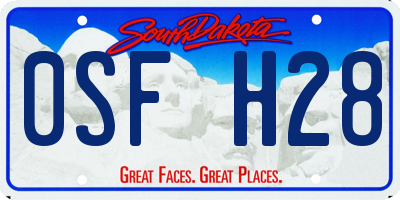 SD license plate 0SFH28