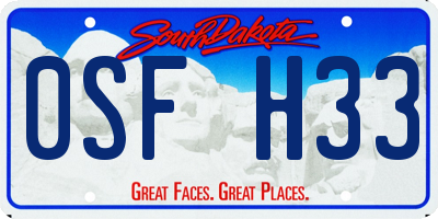 SD license plate 0SFH33