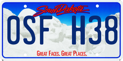 SD license plate 0SFH38