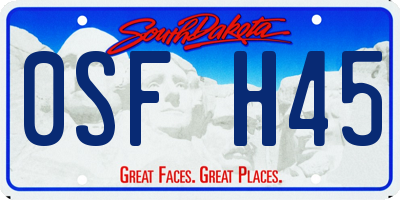 SD license plate 0SFH45