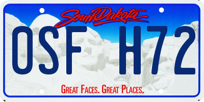 SD license plate 0SFH72