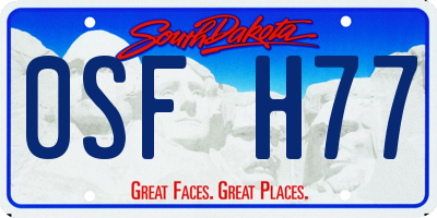 SD license plate 0SFH77
