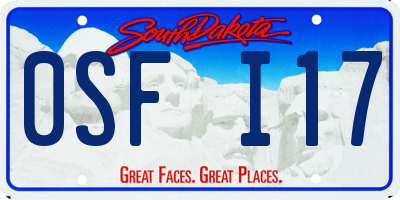 SD license plate 0SFI17