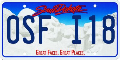 SD license plate 0SFI18