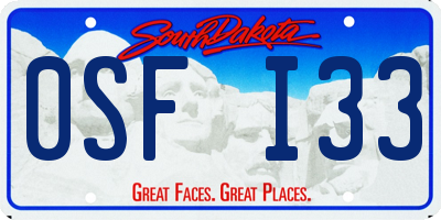 SD license plate 0SFI33