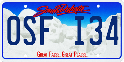 SD license plate 0SFI34
