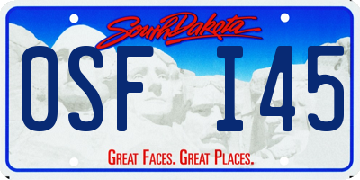 SD license plate 0SFI45