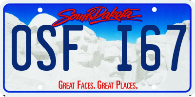 SD license plate 0SFI67