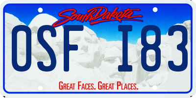 SD license plate 0SFI83