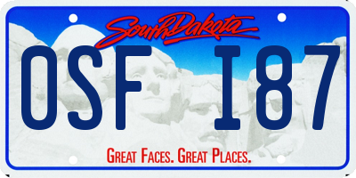 SD license plate 0SFI87