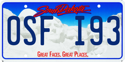 SD license plate 0SFI93