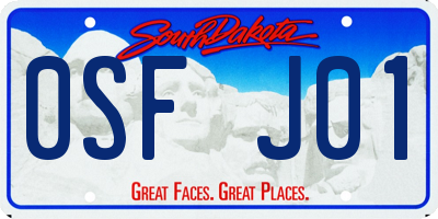 SD license plate 0SFJ01