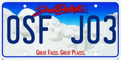 SD license plate 0SFJ03