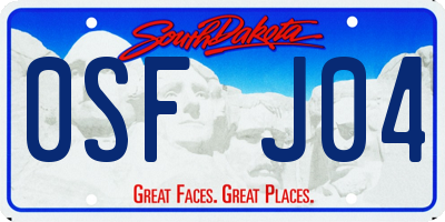 SD license plate 0SFJ04