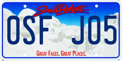 SD license plate 0SFJ05