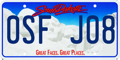 SD license plate 0SFJ08