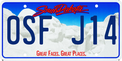 SD license plate 0SFJ14