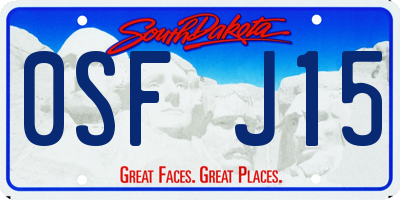 SD license plate 0SFJ15