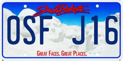 SD license plate 0SFJ16