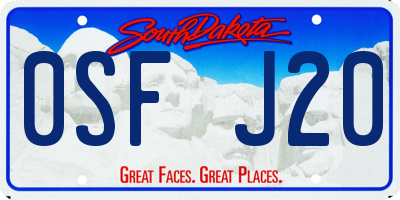 SD license plate 0SFJ20