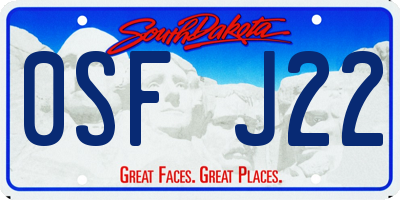 SD license plate 0SFJ22
