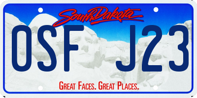 SD license plate 0SFJ23