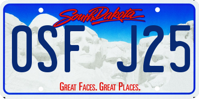 SD license plate 0SFJ25