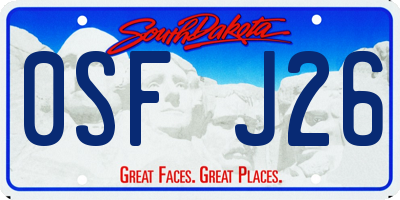SD license plate 0SFJ26