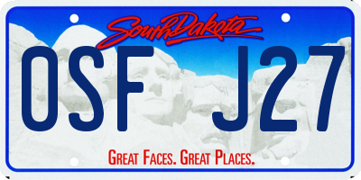 SD license plate 0SFJ27
