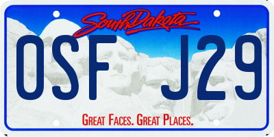 SD license plate 0SFJ29
